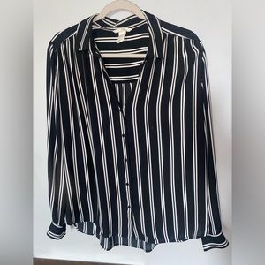 Black and White Striped Button Up Shirt